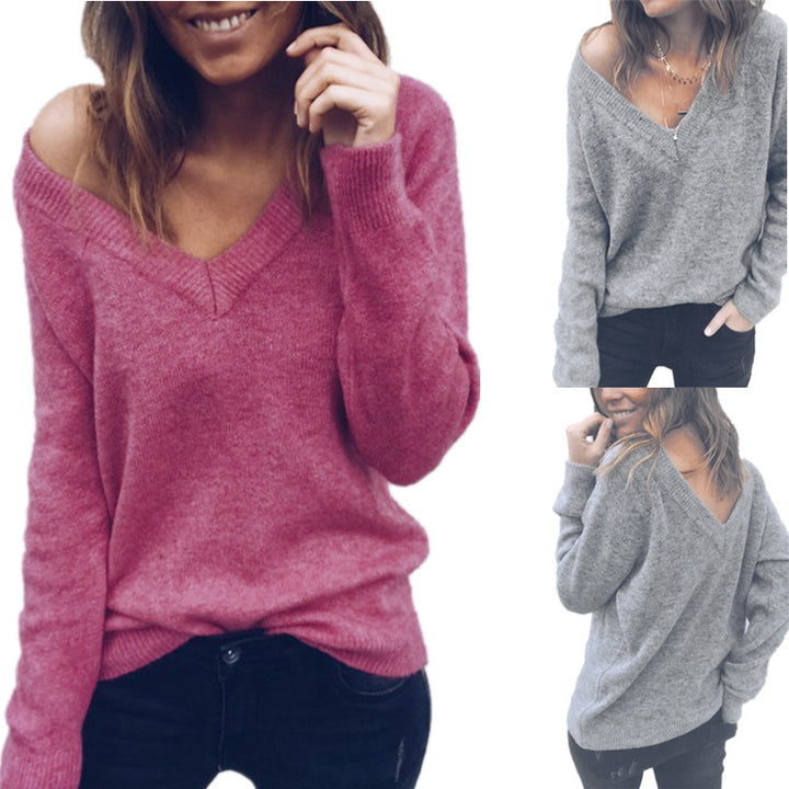 Damen Pullover mit V-Ausschnitt und lässigem Schnitt Drune