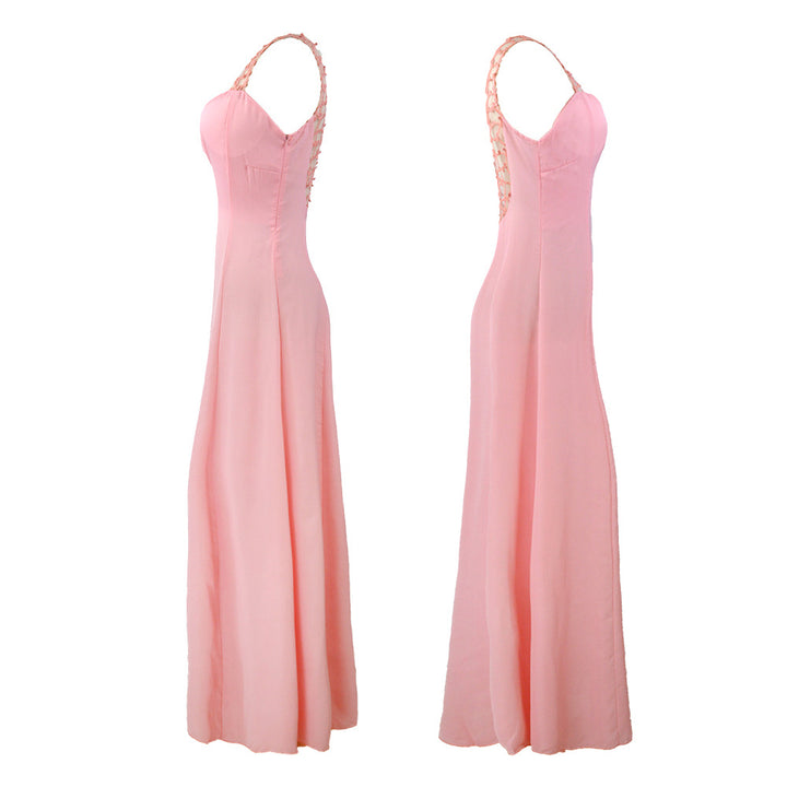 Damen elegantes Abendkleid mit tiefem V-Ausschnitt und schimmernden Details Drune