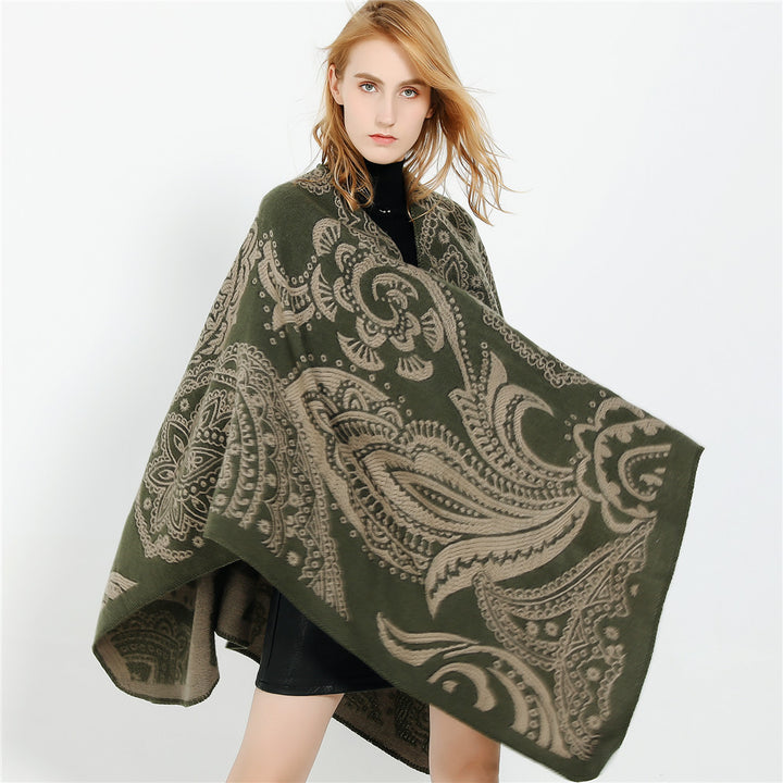 Damen Oversize-Ruana im Paisley-Jacquard mit offener Kimono-Silhouette Drune
