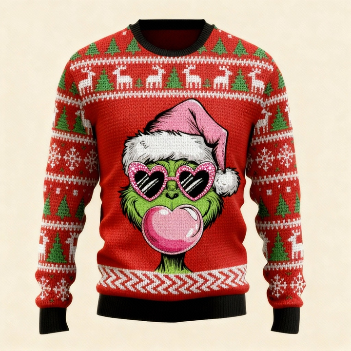 Drune | Zany Xmas Muster Druck Pullover - Hässlich & Gemütlich Unisex Pullover