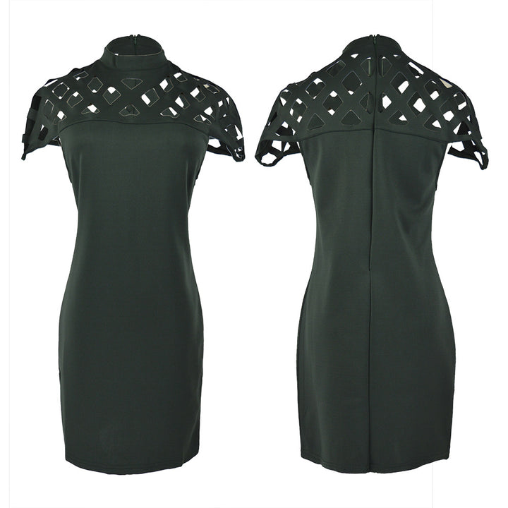 Damen Figurbetontes Minikleid mit kunstvollem Cut-Out-Design und hohem Kragen Drune