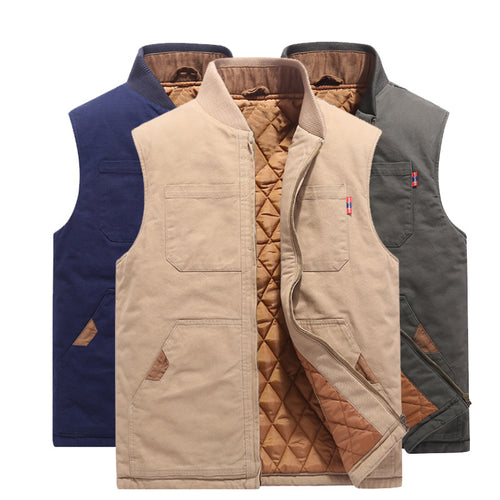 Herren Robust gefütterte Canvas-Arbeitweste mit Rautenstepp-Innenfutter und Brusttaschen Drune