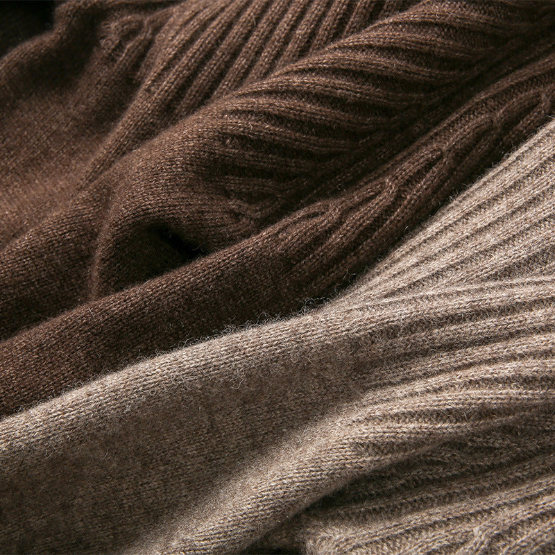 Damen Strickpullover mit hochgeschlossenem Kragen und Rippstruktur Drune