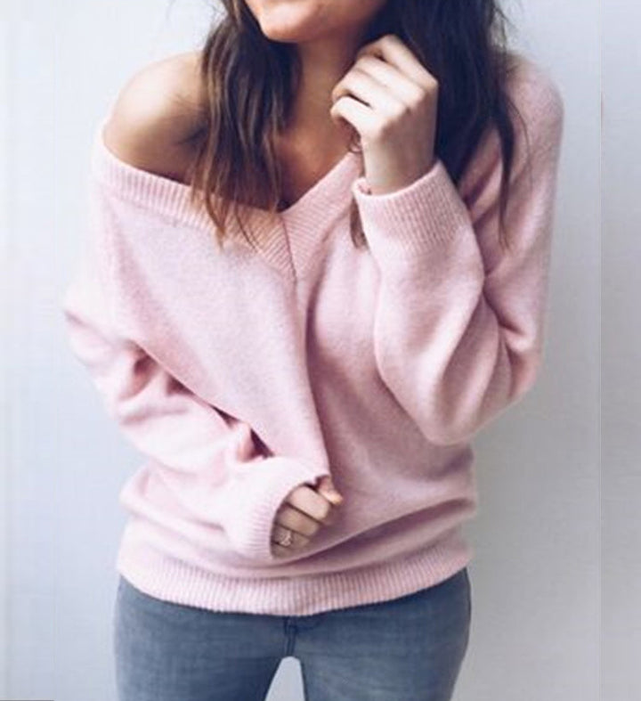 Damen Pullover mit V-Ausschnitt und lässigem Schnitt Drune