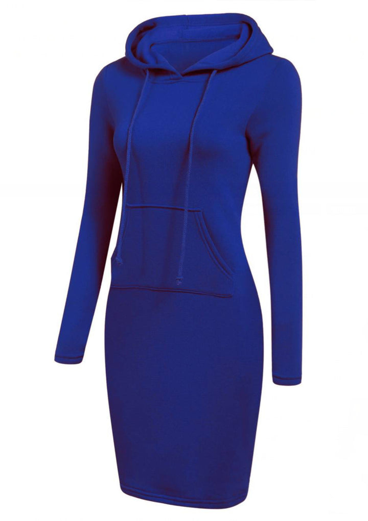 Damen Hoodie-Kleid mit praktischen Taschen und Kapuze Drune
