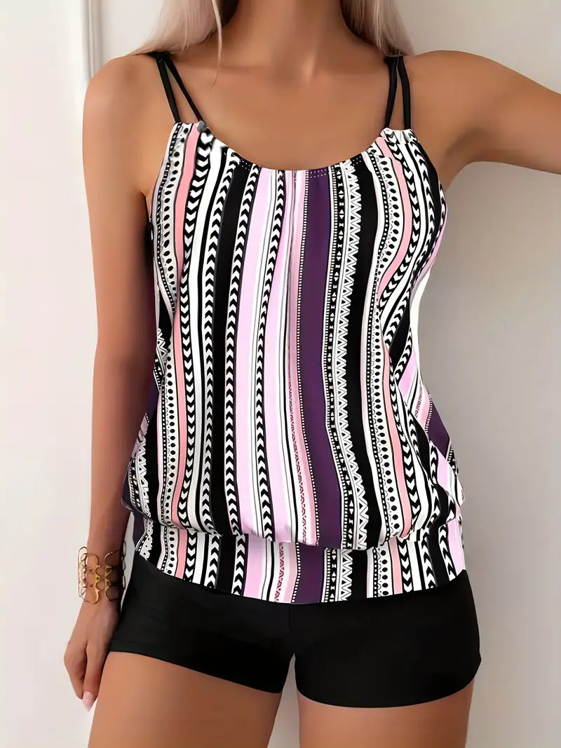 Drune | Gestreifter Tankini mit Druck