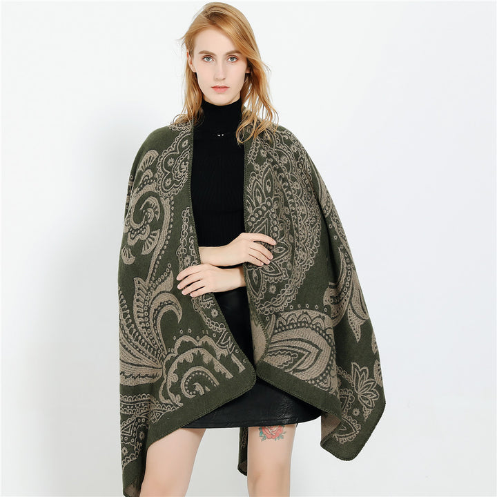 Damen Oversize-Ruana im Paisley-Jacquard mit offener Kimono-Silhouette Drune