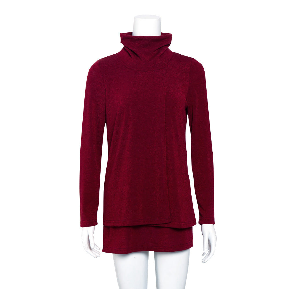 Damen Langer Rollkragen-Layering-Tunika aus weichem Jersey Drune