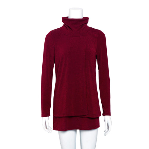 Damen Langer Rollkragen-Layering-Tunika aus weichem Jersey Drune
