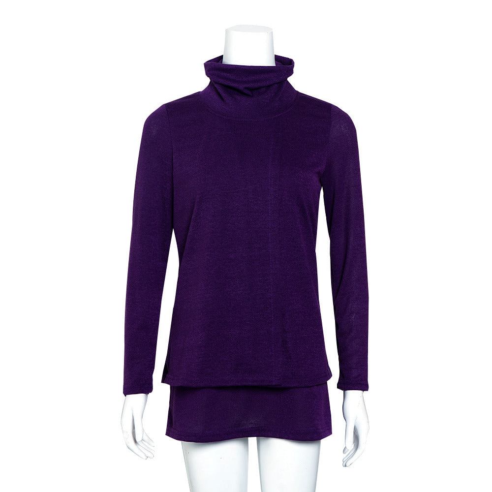 Damen Langer Rollkragen-Layering-Tunika aus weichem Jersey Drune