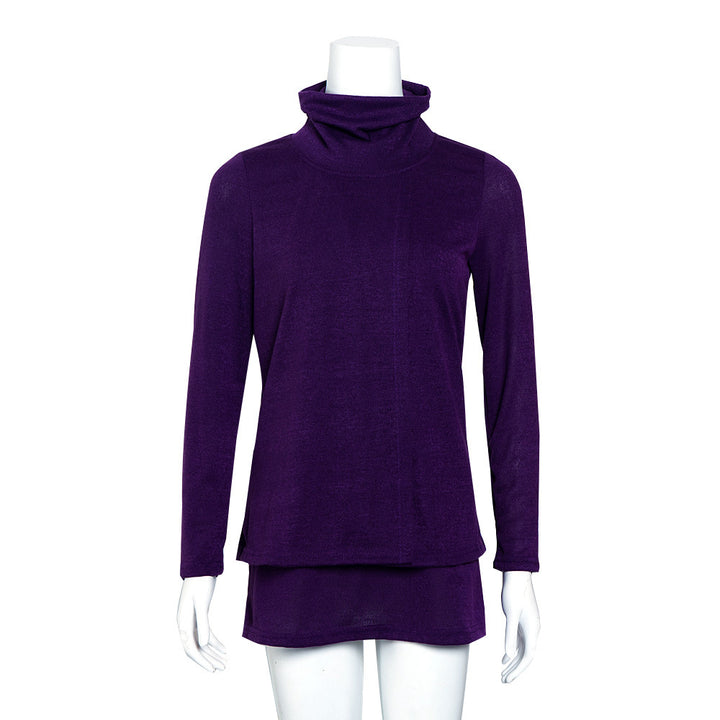 Damen Langer Rollkragen-Layering-Tunika aus weichem Jersey Drune