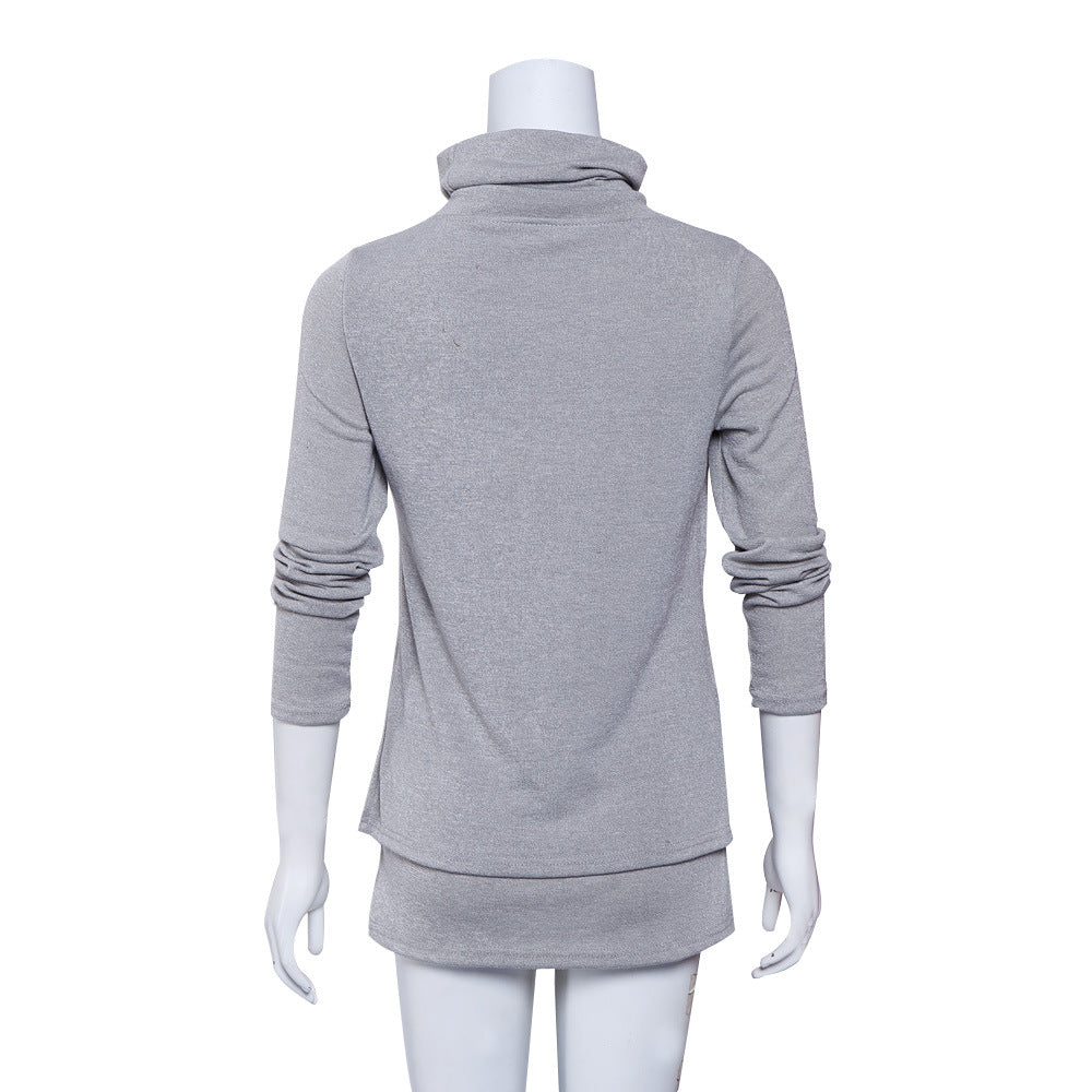 Damen Langer Rollkragen-Layering-Tunika aus weichem Jersey Drune