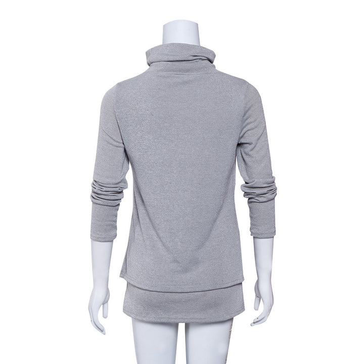 Damen Langer Rollkragen-Layering-Tunika aus weichem Jersey Drune