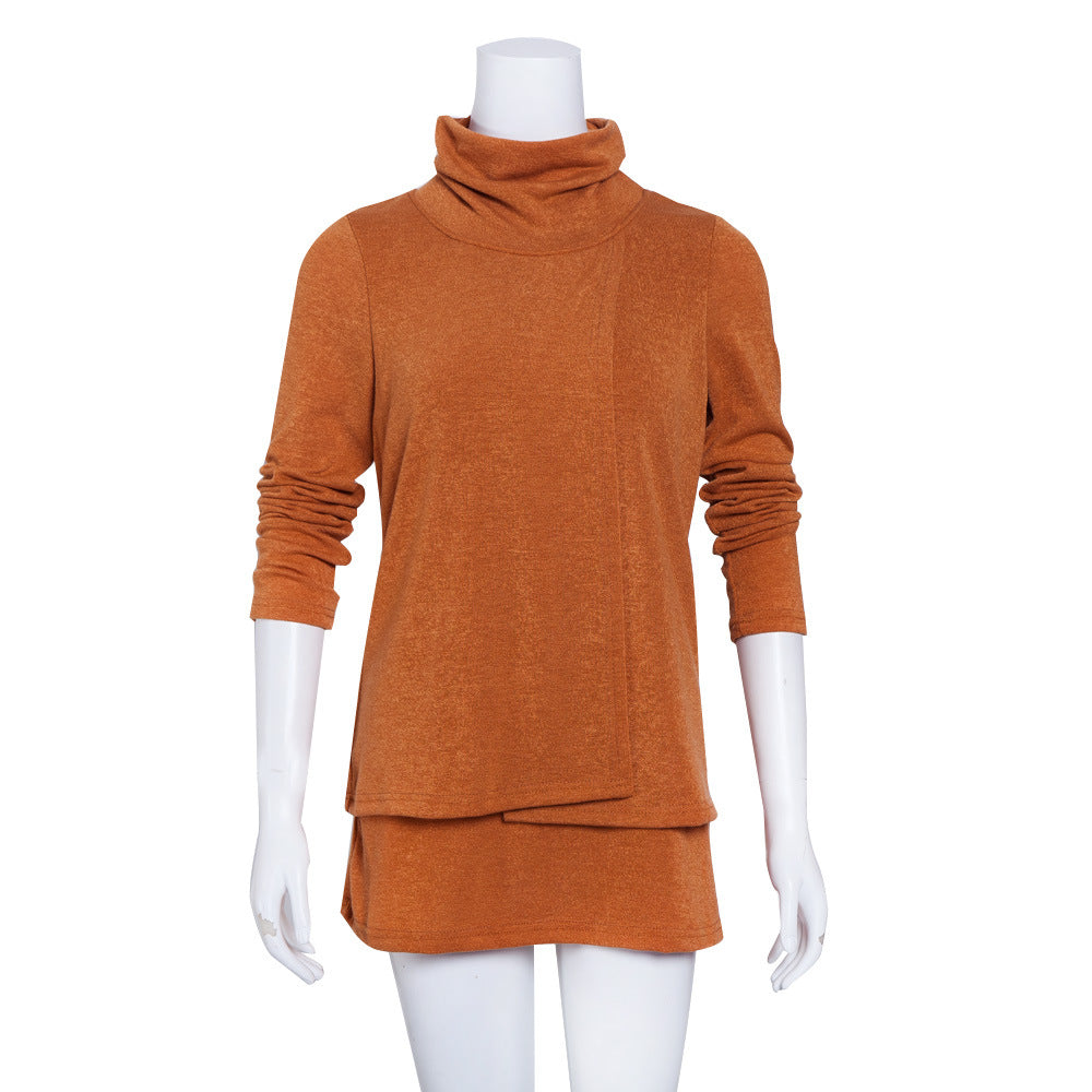 Damen Langer Rollkragen-Layering-Tunika aus weichem Jersey Drune