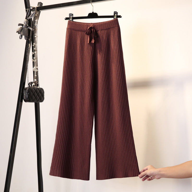 Damen Bequeme Rippstrickhose mit Taillenzug Drune