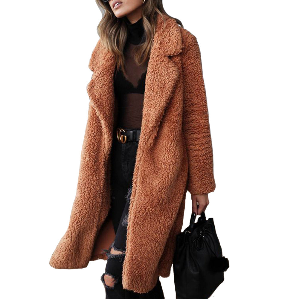 Damen Teddyfellmantel mit elegantem Schnitt und praktischen Taschen Drune