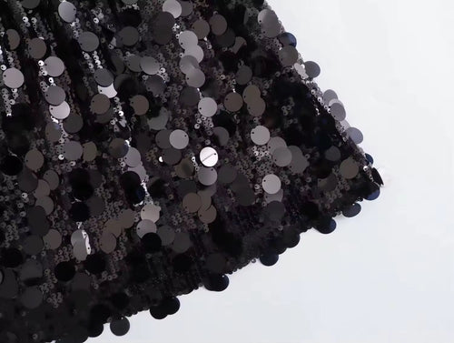 Drune | Silberner Pailletten Minirock