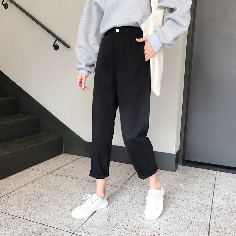 Damen Lässige Relaxed Fit Hose mit umgeschlagenem Saum Drune