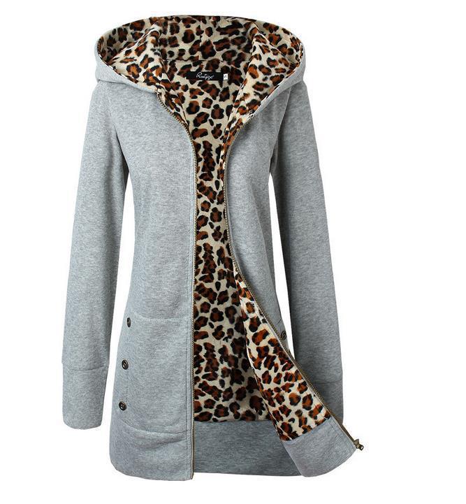Damen modische Kapuzenjacke mit tierischem Innenfutter Drune