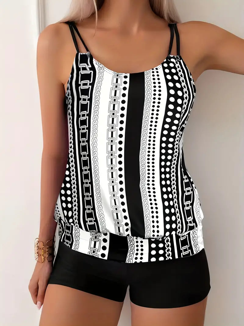 Drune | Gestreifter Tankini mit Druck