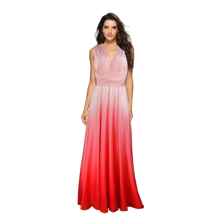 Damen Maxikleid mit fließendem Wasserfall-Ausschnitt und Ombre-Design Drune