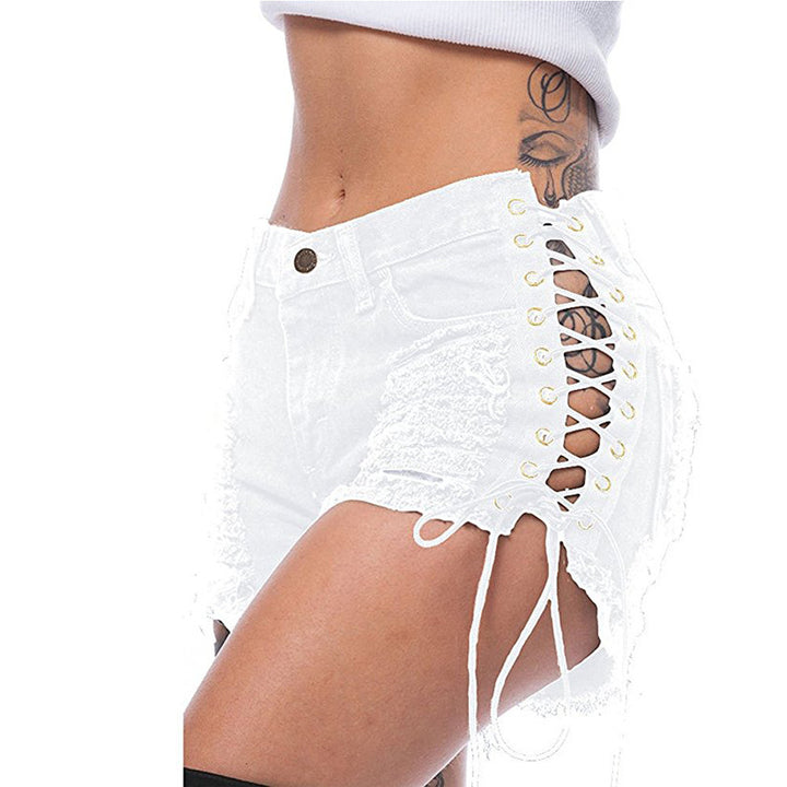 Damen trendige High-Waist-Shorts mit Reißverschlussdetail Drune