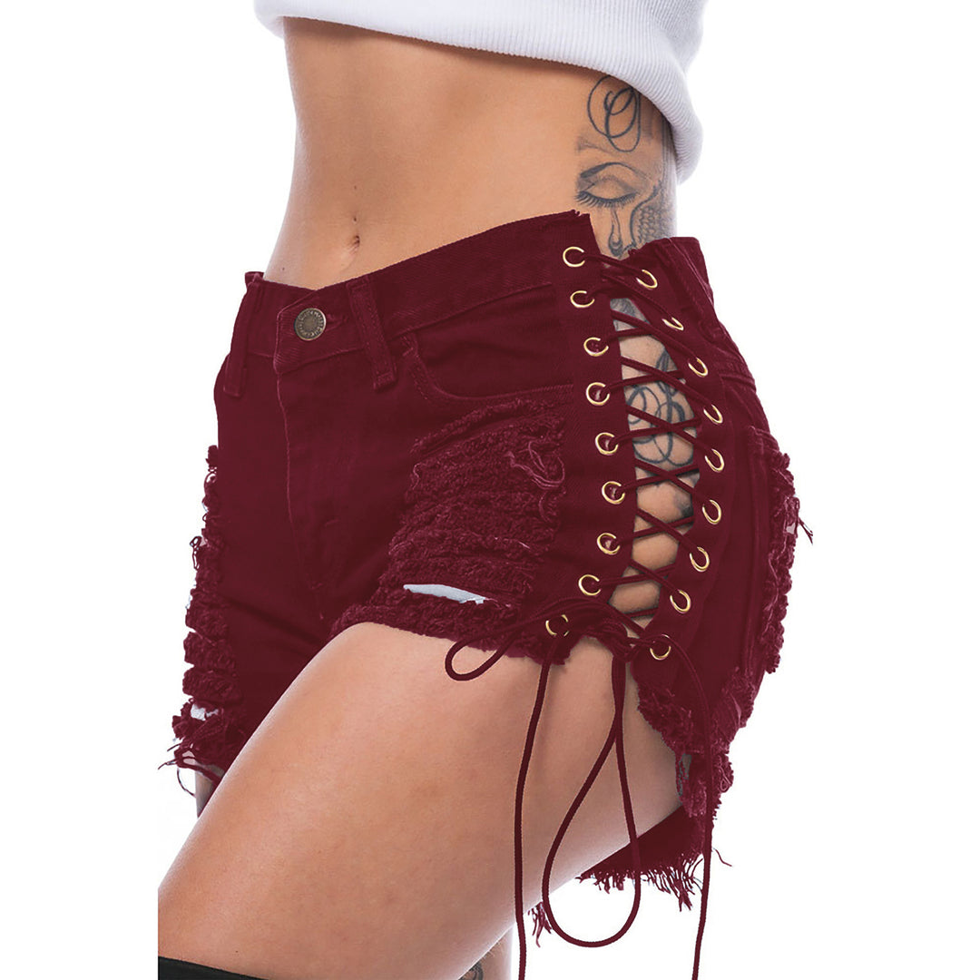 Damen trendige High-Waist-Shorts mit Reißverschlussdetail Drune