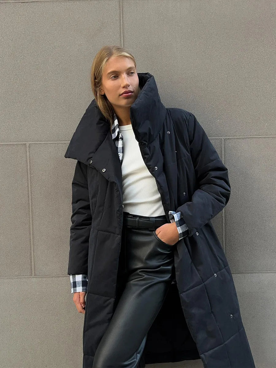 Drune | Langer Wintermantel mit breitem elegantem Kragen