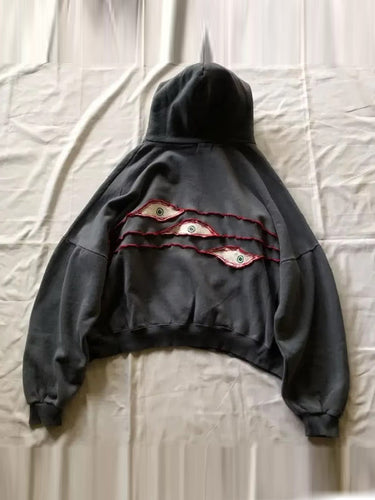 Drune | schwarze Augenprint Oversized-Hoodie