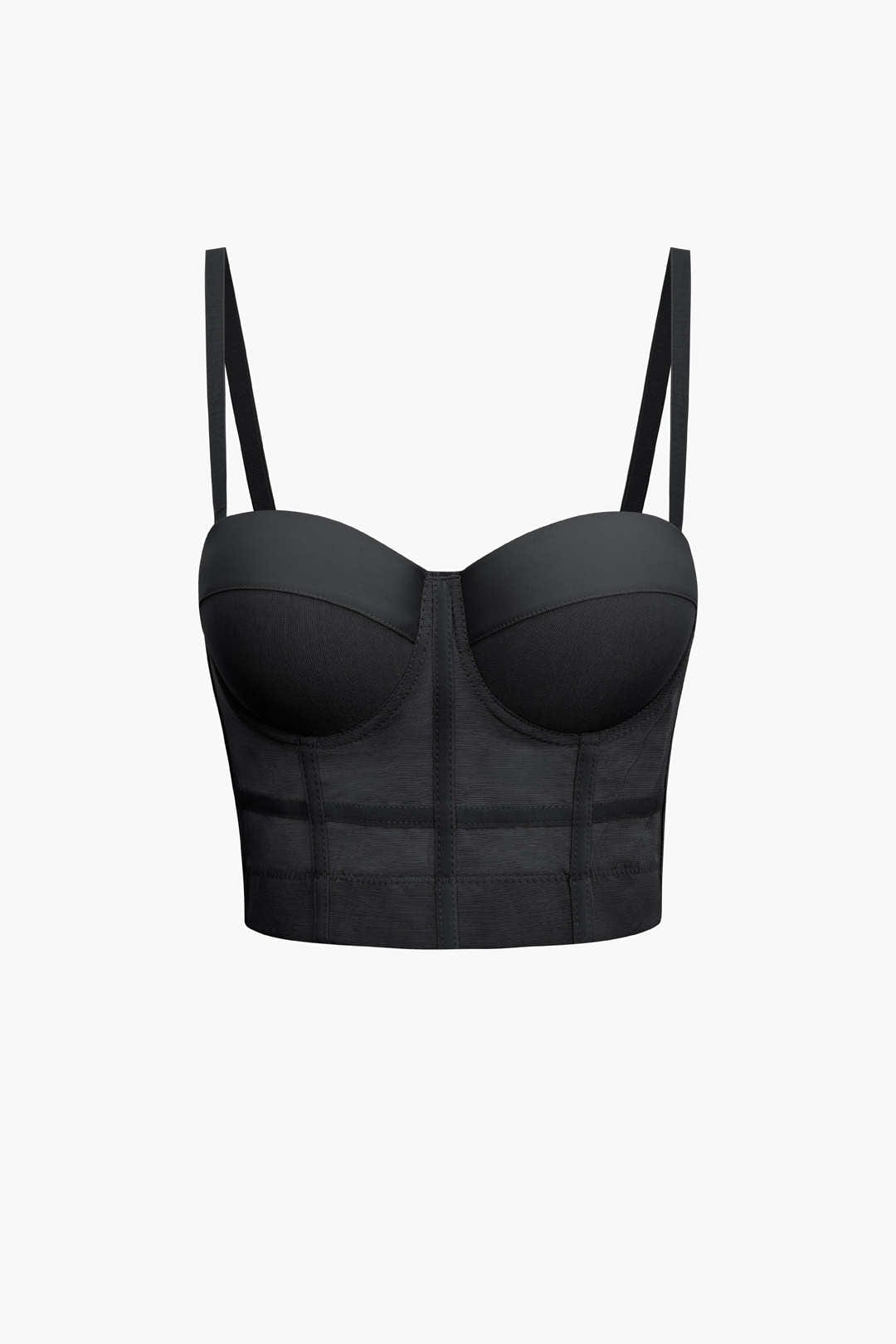 Drune | Figurbetontes Bustier Top Mit Bügel Cups Und Transparenter Mesh Struktur