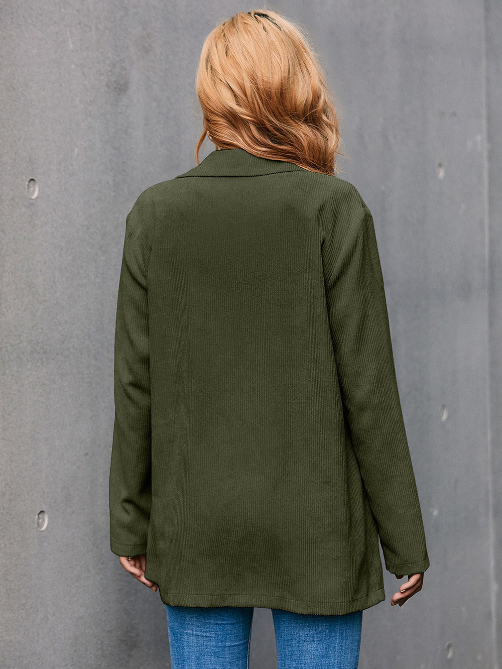Drune | Corduroy Langarm Longline Blazer mit Taschen