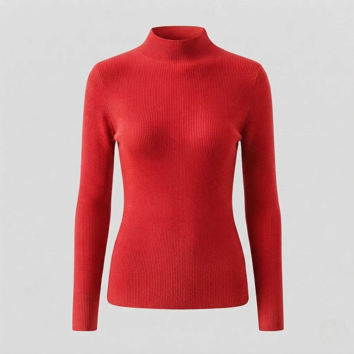 Damen Eleganter Slim-Fit Rollkragenpullover aus flauschigem Angora-Mix mit feiner Rippstruktur Drune