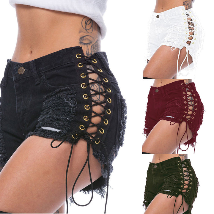 Damen trendige High-Waist-Shorts mit Reißverschlussdetail Drune