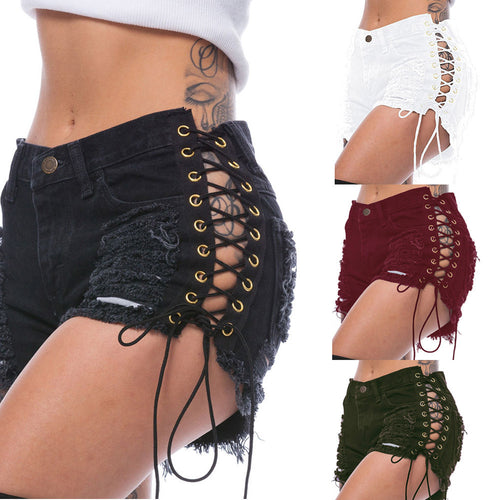 Damen trendige High-Waist-Shorts mit Reißverschlussdetail Drune