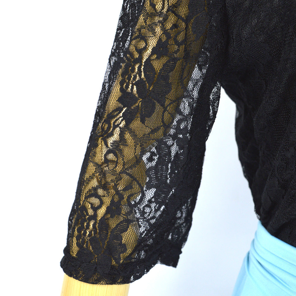 Damen Zweiteiliges Abendkleid mit Spitzen-Corsage, V-Ausschnitt & Maxirock mit hohem Beinschlitz Drune