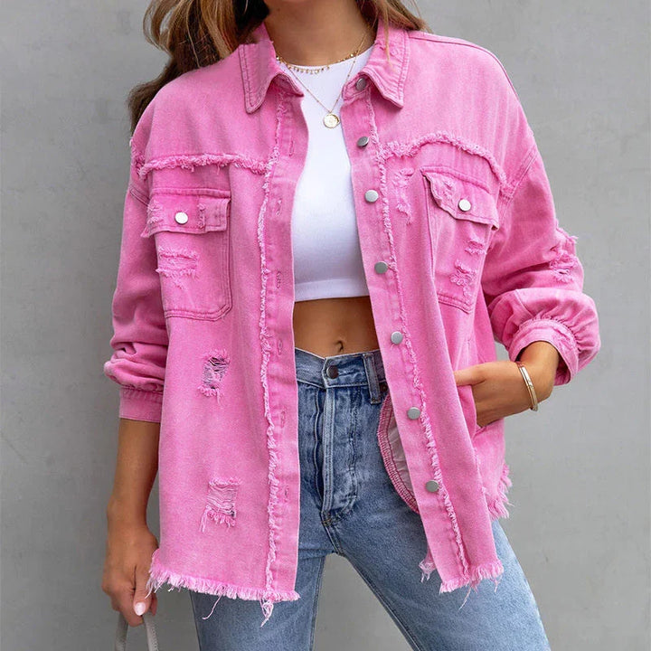 Damenjacke aus Denim mit rohen Kanten