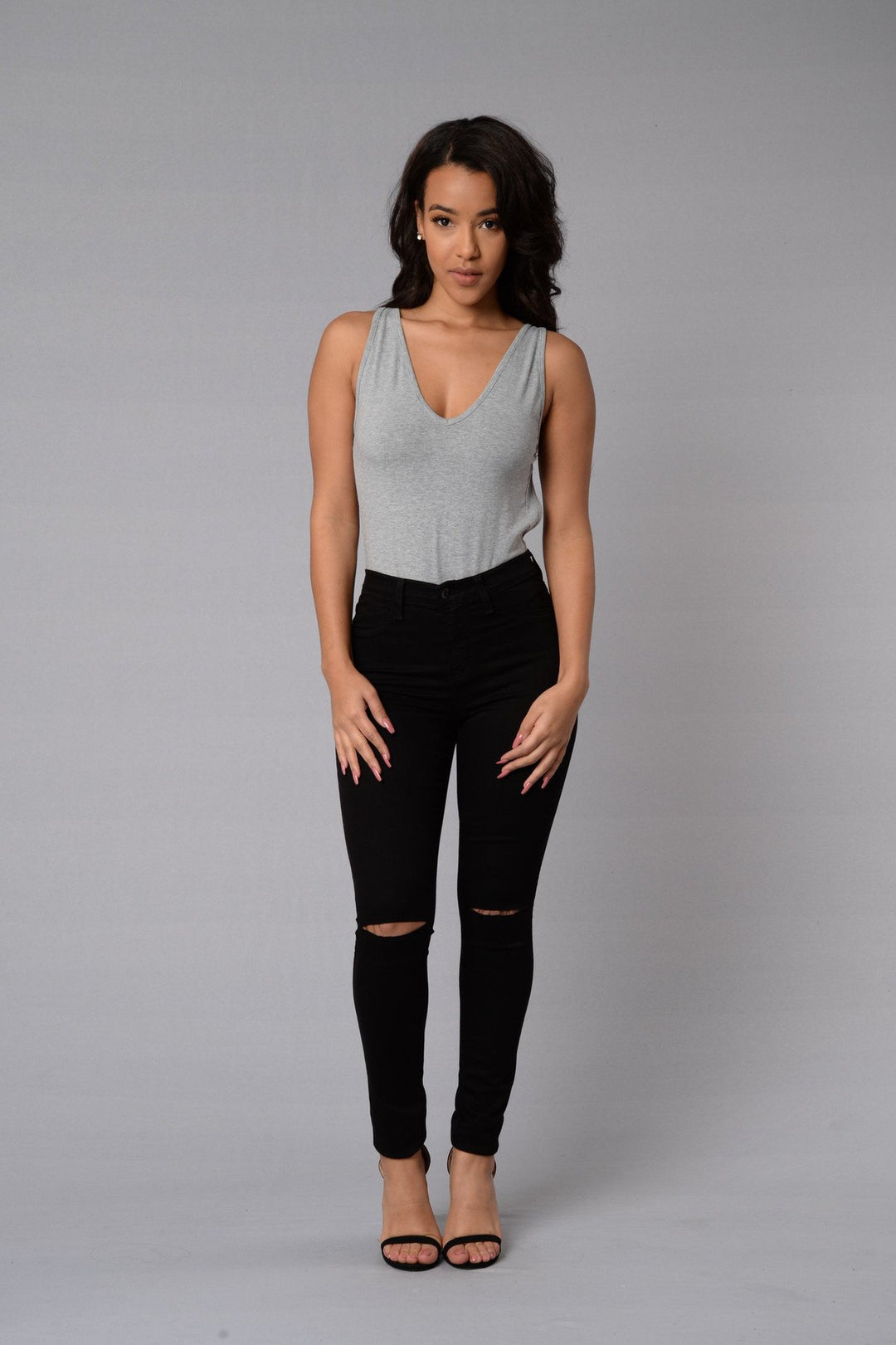 Damen Skinny Jeans mit modischen Riss-Details und hohem Bund Drune