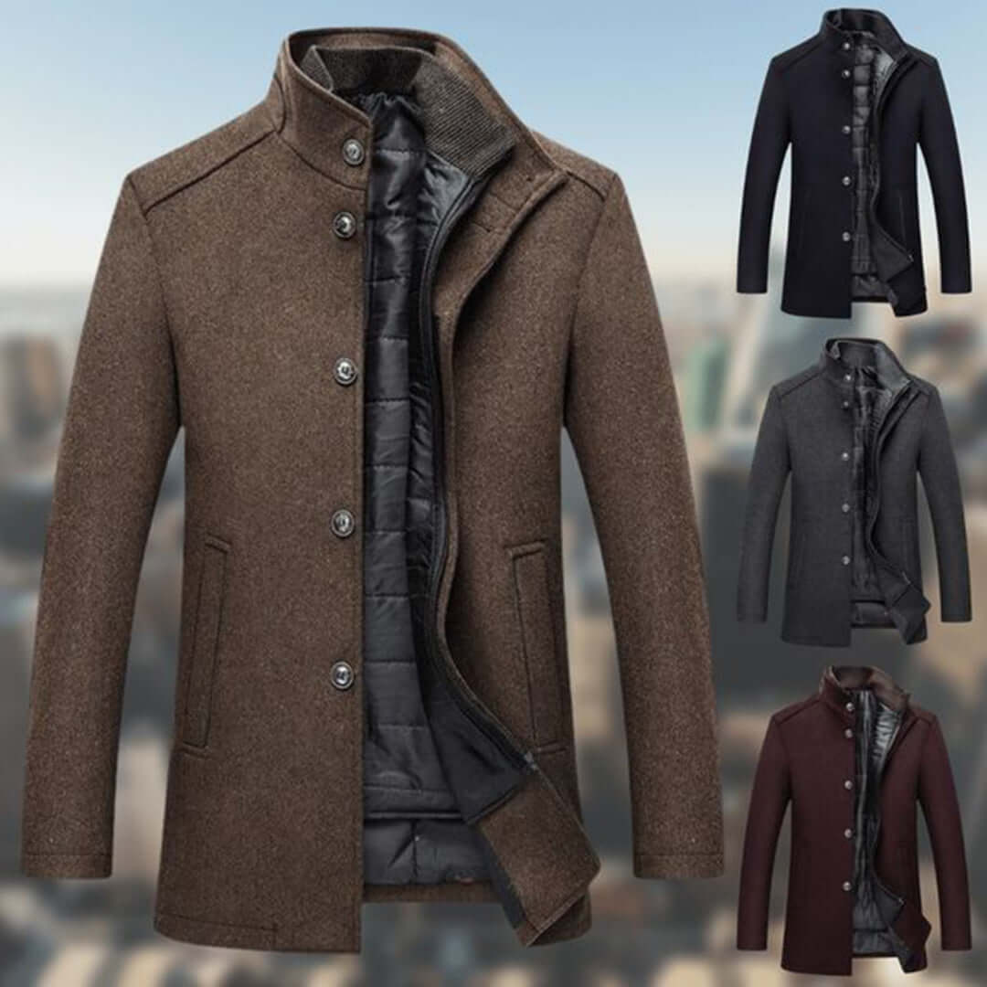 Drune | Herren Warmer Wintermantel mit Stehkragen