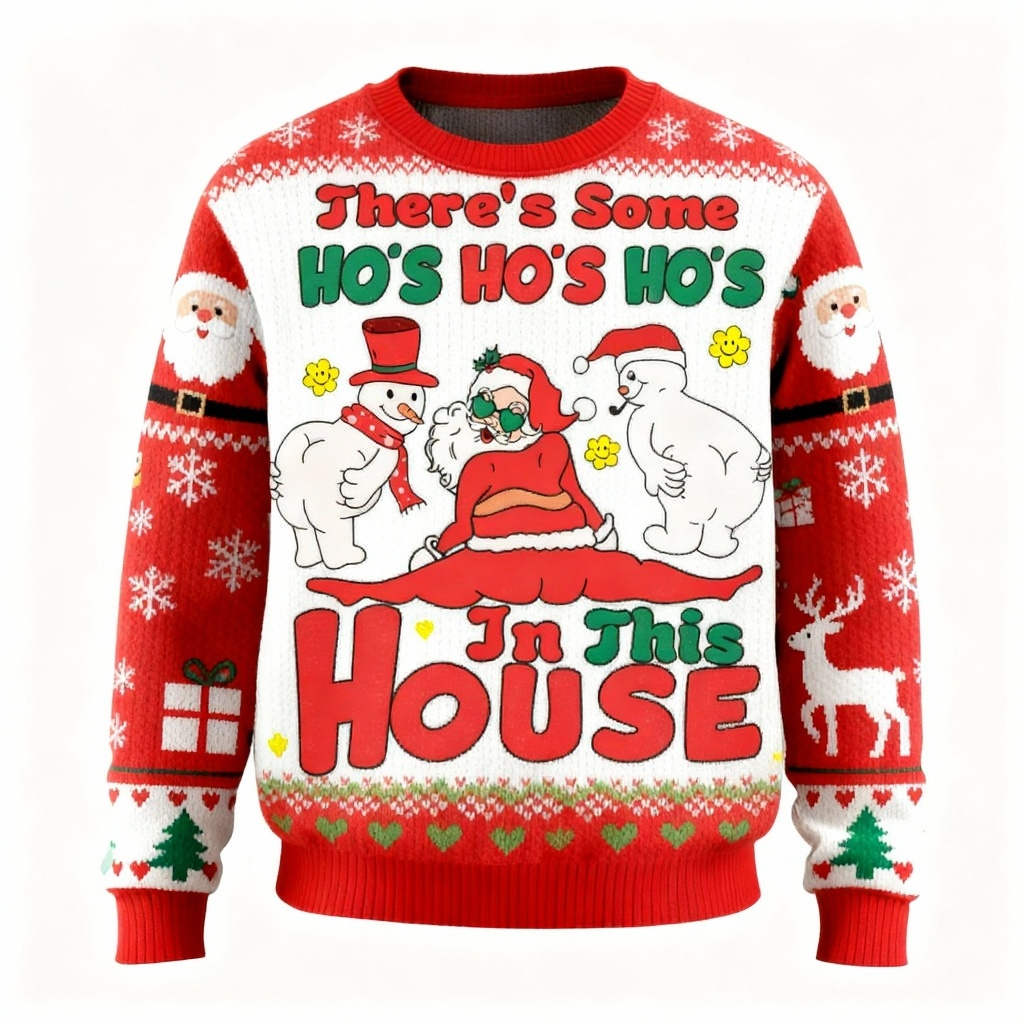 Drune | Lustiger Santa&Schneemann Muster Hässlicher Pullover - Unisex Weihnachtsfeier Essential