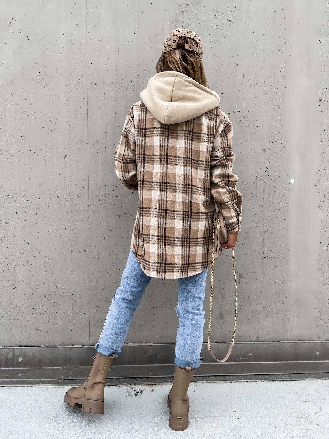 Drune | Plaid Shacket - Gebürstetes Wollmischungsgefühl - Alltägliche Übergangsschicht - Entspanntes Straßenstil