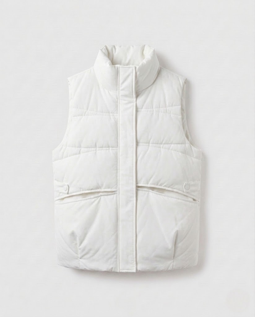 Damen nan leichtgewicht gesteppte Thermojacke mit hoch stehendem Kragen, verdecktem beidseitigem Reißverschluss und seitlichen Eingrifftaschen