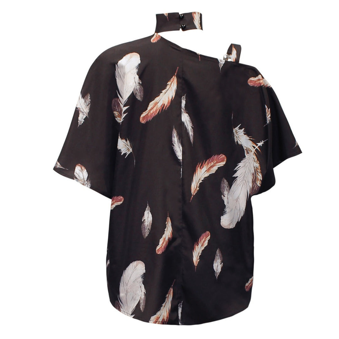 Drune | Bedrucktes Oberteil mit diagonalem Ausschnitt