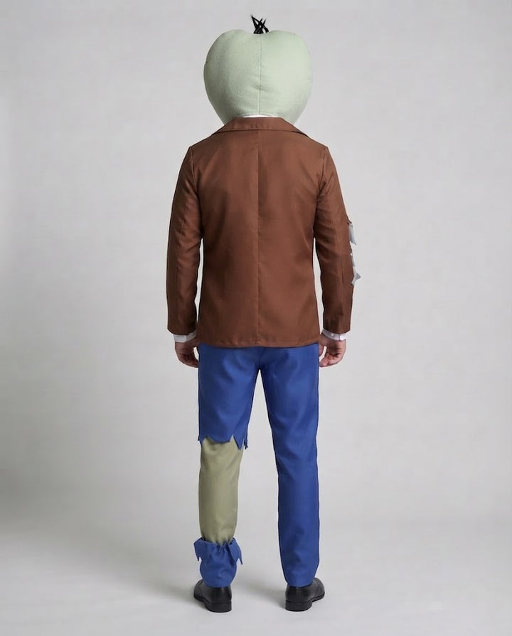 Herren Zombie Kostüm mit kreativem Kopfzubehör und zerrissenen Details Drune