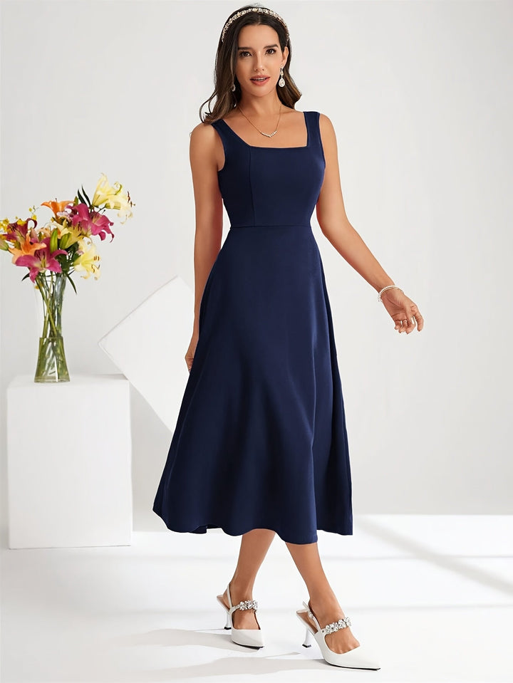 Drune | Elegantes Kleid mit Trägern Dunkelblau Farbe