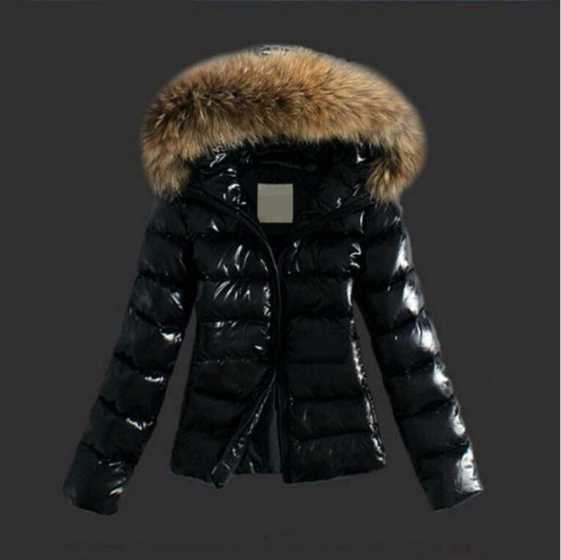 Drune | Jack mit Pelzkragen - stilvolle schwarze Damen Winterjacke