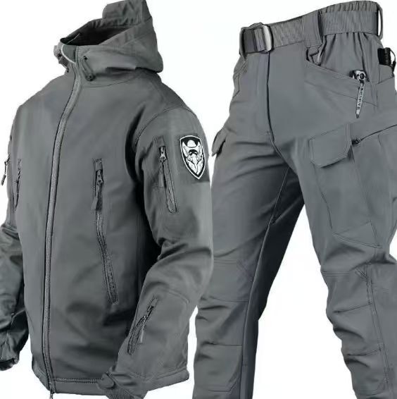 Drune Herren Outdoor-Set mit Kapuzenjacke und Cargohose