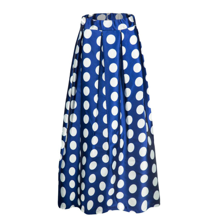 Damen Maxirock mit hoher Taille, ausgestelltem Teller‑Schnitt und dekorativem Punkte‑Print Drune