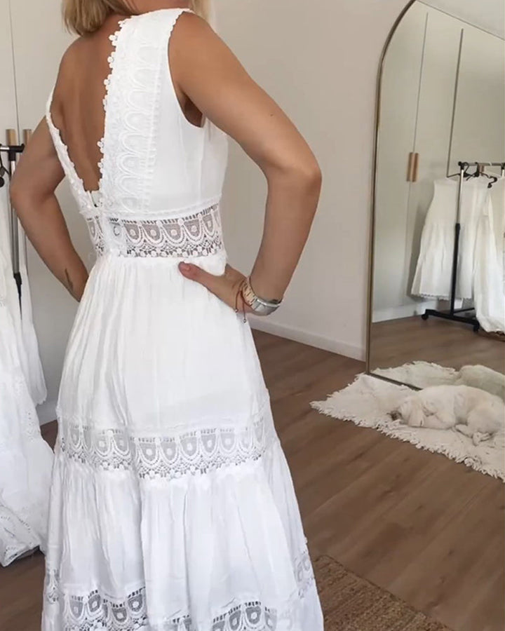 Drune | Ärmelloses Spitzen-Midi-Kleid für Damen