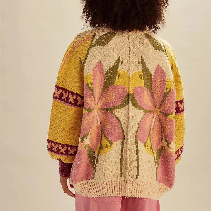 Drune | Cozy floral cardigan with a loose fit and long sleeves