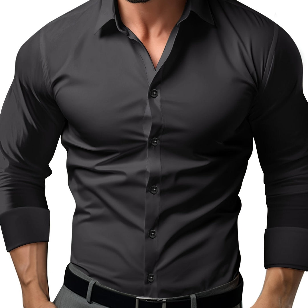 Drune | Slim Fit Einfarbiges Baumwollhemd